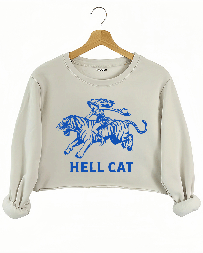 Vintage Cowgirls Hell Cat Crop Sweatshirt