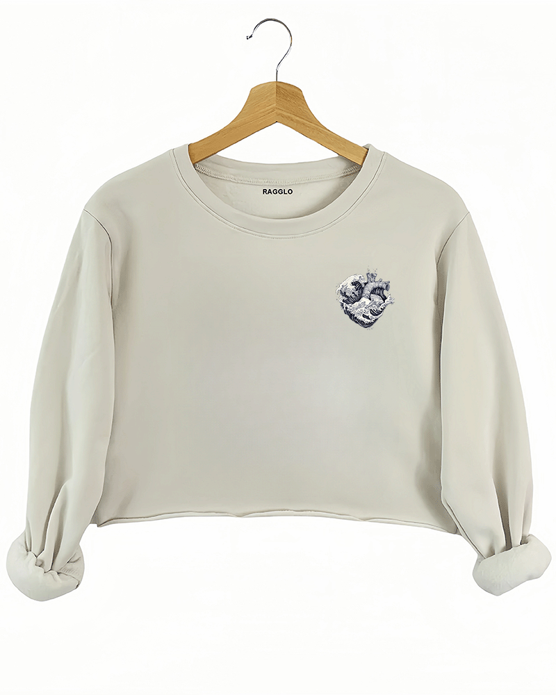 Ocean is in My Heart Crop Sweatshirt