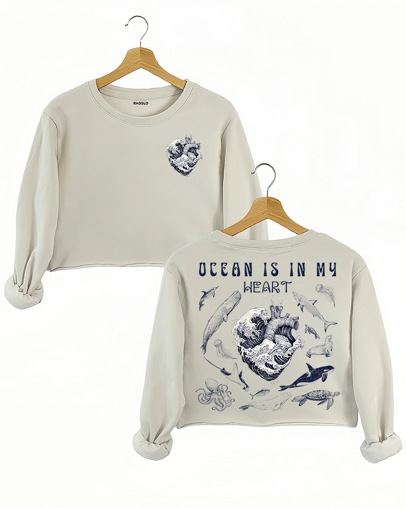 Ocean is in My Heart Crop Sweatshirt