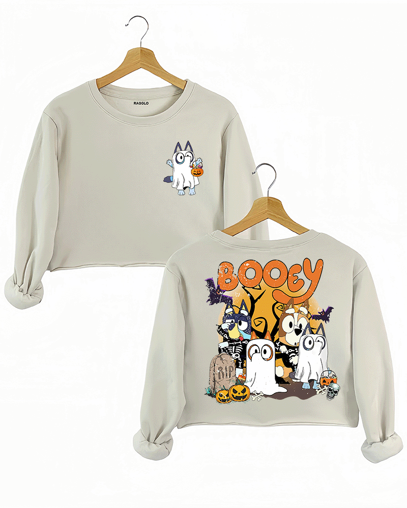 Booey Halloween Spooky Crop Sweatshirt