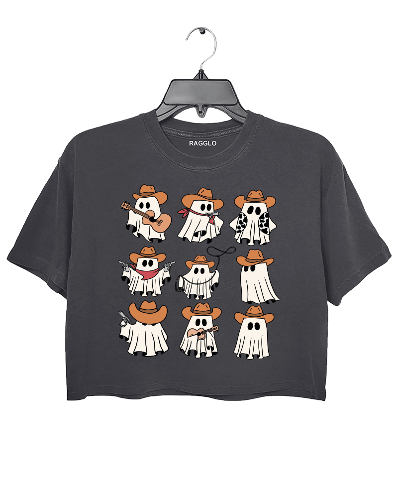 Cowboy Ghost Halloween Crop Top