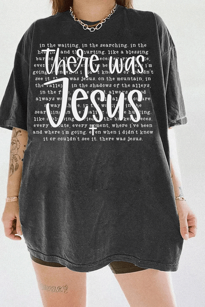 Ragglo dark gray T-shirt with "There Was Jesus" text in white, featuring a Christian faith-inspired design with spiritual lyrics.

