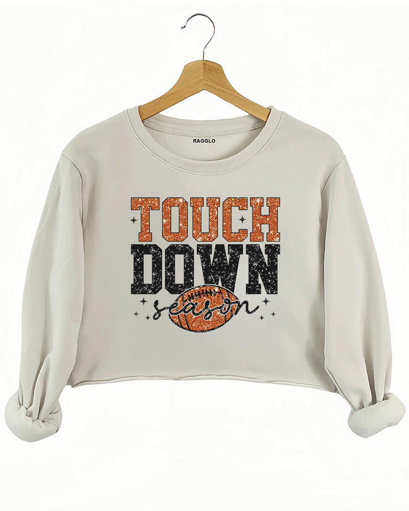 Touch Down Football Crop Sweatshirt