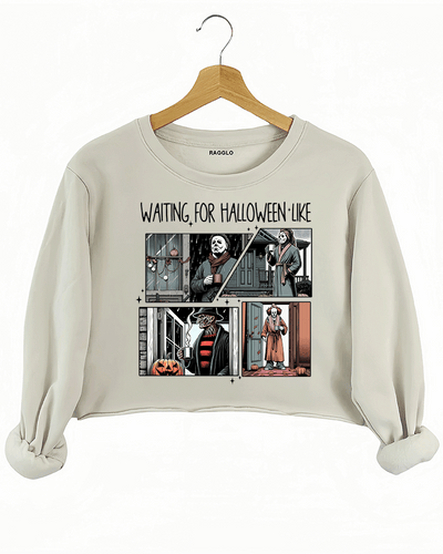 Waiting For Halloween Like Horror Movie Characters Crop Sweatshirt